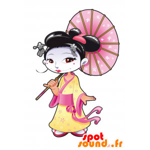 Kinesisk kvindelig maskot, typisk og farverig - Spotsound