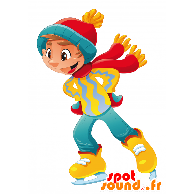 Mascota del patinador. mascota del muchacho con los patines - MASFR030057 - Mascotte 2D / 3D