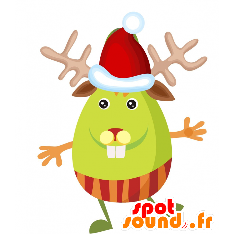 Christmas reindeer mascot, round and funny - MASFR030059 - 2D / 3D mascots