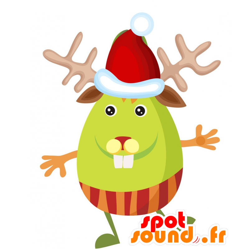 Mascote rena do natal, redondo e engraçado - MASFR030059 - 2D / 3D mascotes