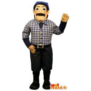 Homem mascote vestida de azul e preto - MASFR007555 - Mascotes homem