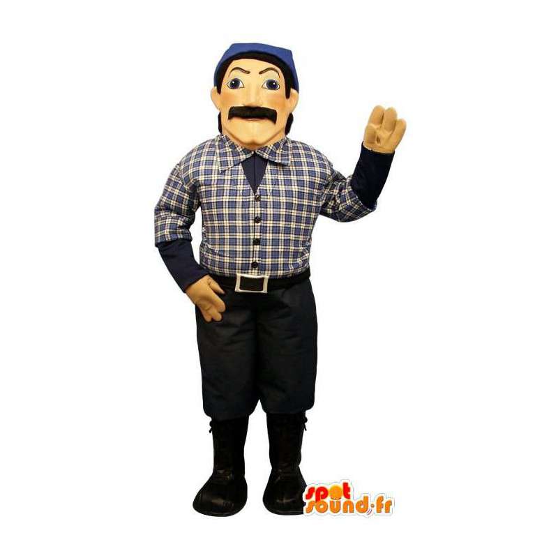 Mascot mann kledd i blått og svart - MASFR007555 - Man Maskoter