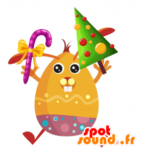 Mascota del conejo de color naranja con una carta de despido - MASFR030063 - Mascotte 2D / 3D