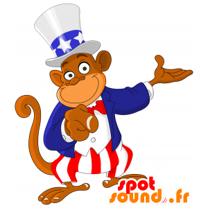 Apa maskot klädd i en amerikansk dräkt - Spotsound maskot