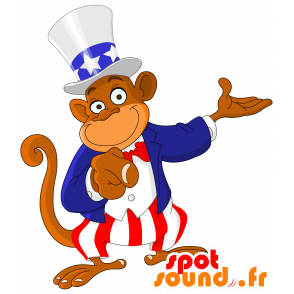 Abe maskot klædt i et amerikansk kostume - Spotsound maskot