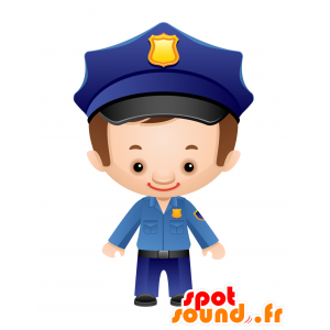 Blu-uniforme mascotte poliziotto. mascotte gendarme - MASFR030067 - Mascotte 2D / 3D