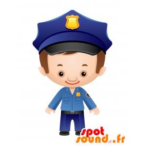 De uniforme azul mascote policial. Constable Mascot - MASFR030067 - 2D / 3D mascotes