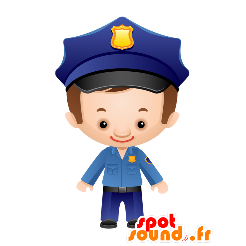 Blue-uniformed policeman mascot. gendarme mascot - 2D / 3D mascots - MASFR030067 - SpotSound.fr
