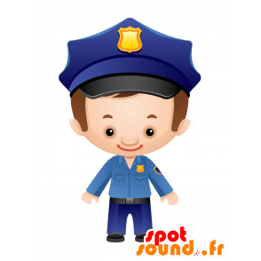 Blue-uniformed policeman mascot. gendarme mascot - 2D / 3D mascots - MASFR030067 - SpotSound.fr