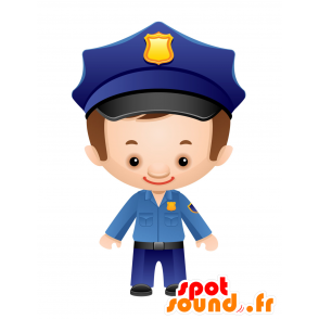 Mascotte de policier en uniforme bleu. Mascotte de gendarme - MASFR030067 - Mascottes 2D/3D
