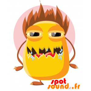 Mascot grande mostro giallo con aria cattiva e divertente - MASFR030068 - Mascotte 2D / 3D