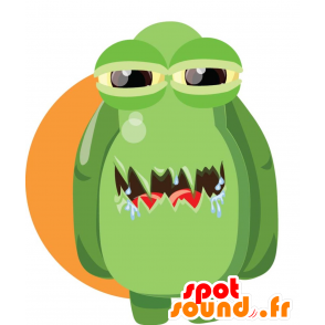 Groen monster mascotte met uitpuilende ogen - MASFR030071 - 2D / 3D Mascottes