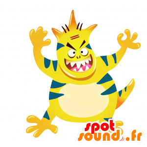 Mascot monstro amarelo e azul, olhando mal- - MASFR030073 - 2D / 3D mascotes