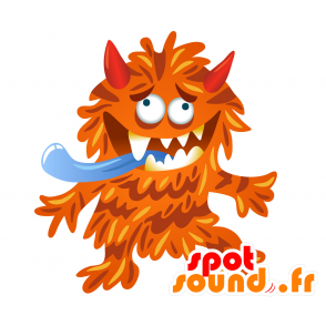 Röd och gul monstermaskot, hårig och rolig - Spotsound maskot