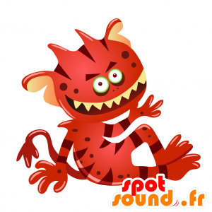Mascot rode monster, duivels imp in de lucht - MASFR030077 - 2D / 3D Mascottes