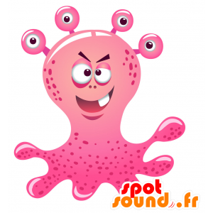 Mascot pink octopus monster with tentacles - MASFR030079 - 2D / 3D mascots
