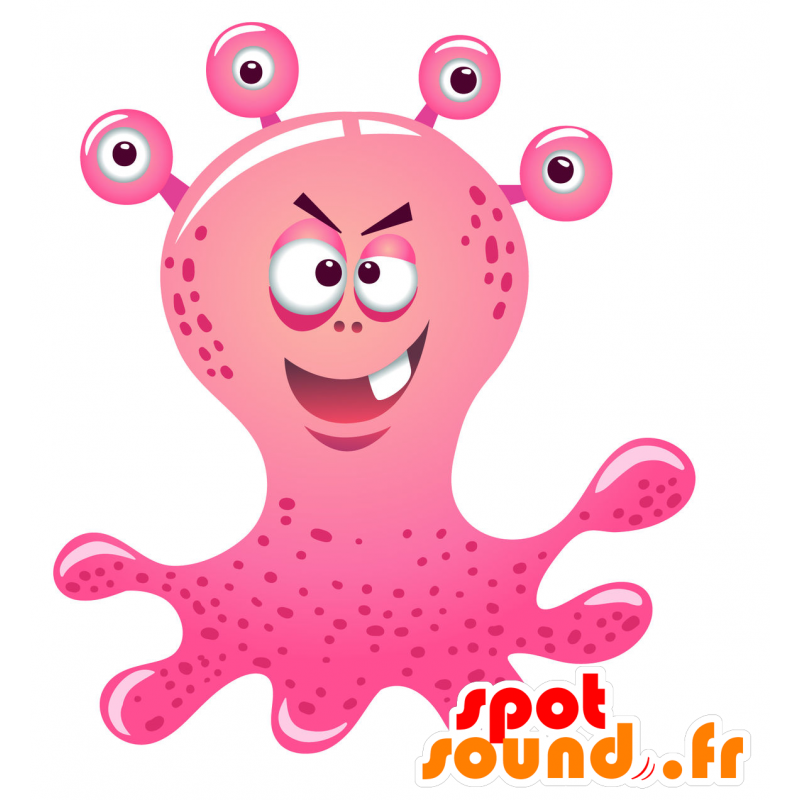 Mascotte de pieuvre rose, de monstre avec des tentacules - MASFR030079 - Mascottes 2D/3D