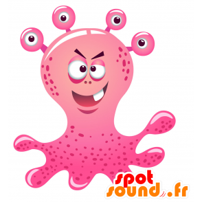 Mascot monstruo con tentáculos del pulpo de color rosa - MASFR030079 - Mascotte 2D / 3D