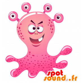 Mascot mostro rosa polpo con tentacoli - MASFR030079 - Mascotte 2D / 3D