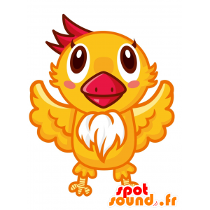 La mascota del pájaro amarillo y blanco, lindo y bonito - MASFR030083 - Mascotte 2D / 3D