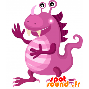 Pink dragon mascot. Dinosaur mascot - MASFR030086 - 2D / 3D mascots