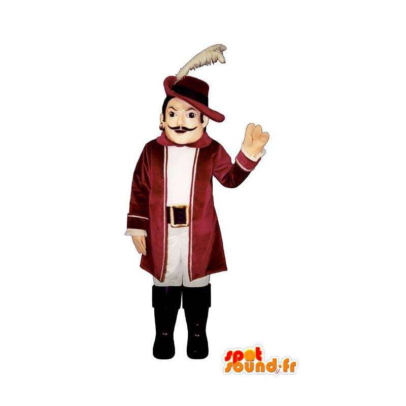 Homem mascote burguesa segurando vermelho e branco - MASFR007560 - Mascotes homem