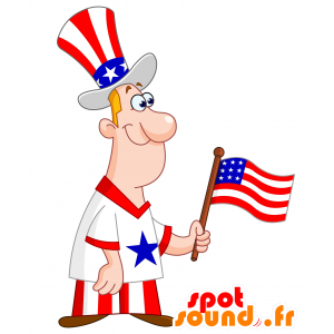 Mascote americano vestido com as cores dos Estados Unidos - MASFR030089 - 2D / 3D mascotes