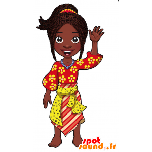 Mujer africana mascota, muy bonito y colorido - MASFR030090 - Mascotte 2D / 3D