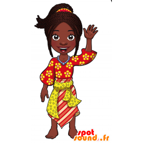 Mujer africana mascota, muy bonito y colorido - MASFR030090 - Mascotte 2D / 3D