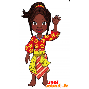 Mascotte de femme africaine, très jolie et colorée - MASFR030090 - Mascottes 2D/3D