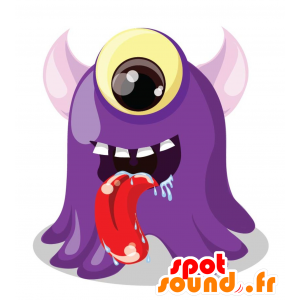 Mascota monstruo cíclope púrpuras. la mascota púrpura - MASFR030092 - Mascotte 2D / 3D
