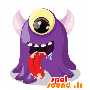 Mostro mascotte ciclope viola. mascotte viola - MASFR030092 - Mascotte 2D / 3D