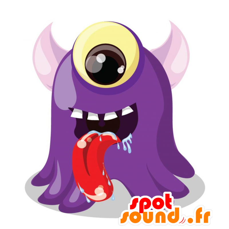 Mostro mascotte ciclope viola. mascotte viola - MASFR030092 - Mascotte 2D / 3D