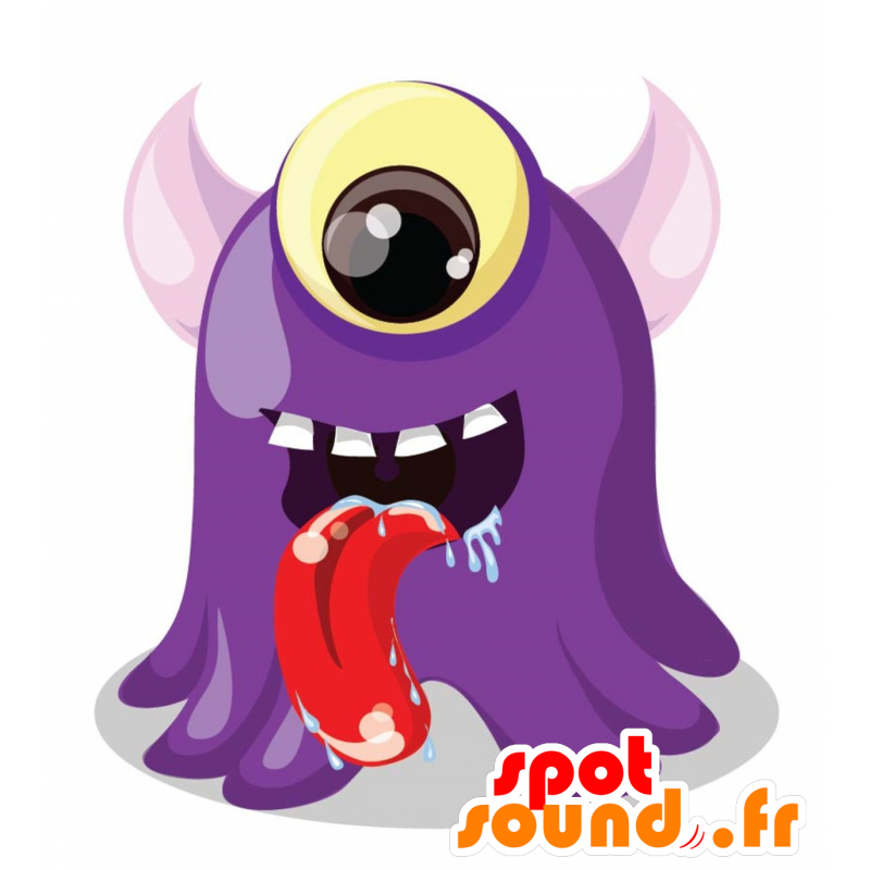 Monstro Mascote cyclops roxas. mascote violeta - MASFR030092 - 2D / 3D mascotes