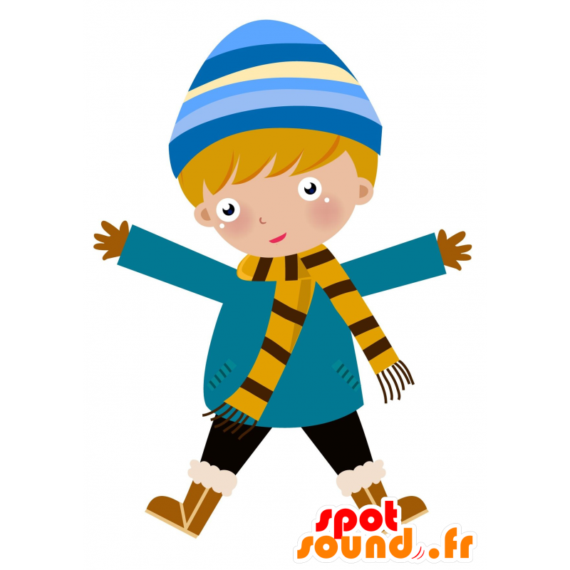 Mascot pequeño niño en traje de invierno. - MASFR030093 - Mascotte 2D / 3D