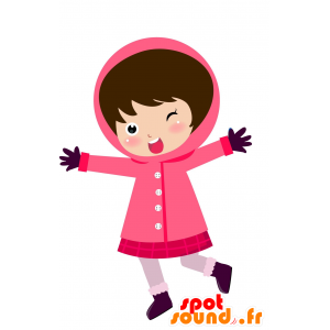 Piccola mascotte ragazza in abito invernale. mascotte bambino - MASFR030094 - Mascotte 2D / 3D
