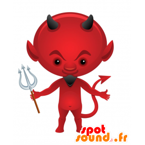 La mascota del diablo rojo con cuernos y una perilla - MASFR030097 - Mascotte 2D / 3D