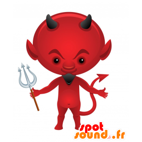 Röd djävulmaskot med horn och en get - Spotsound maskot