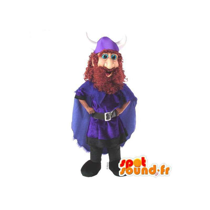 Viking-maskot med en blå kappe - Spotsound maskot kostume