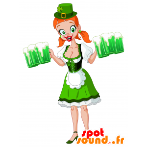 Mascot donna irlandese. Mascotte San Patrizio - MASFR030103 - Mascotte 2D / 3D