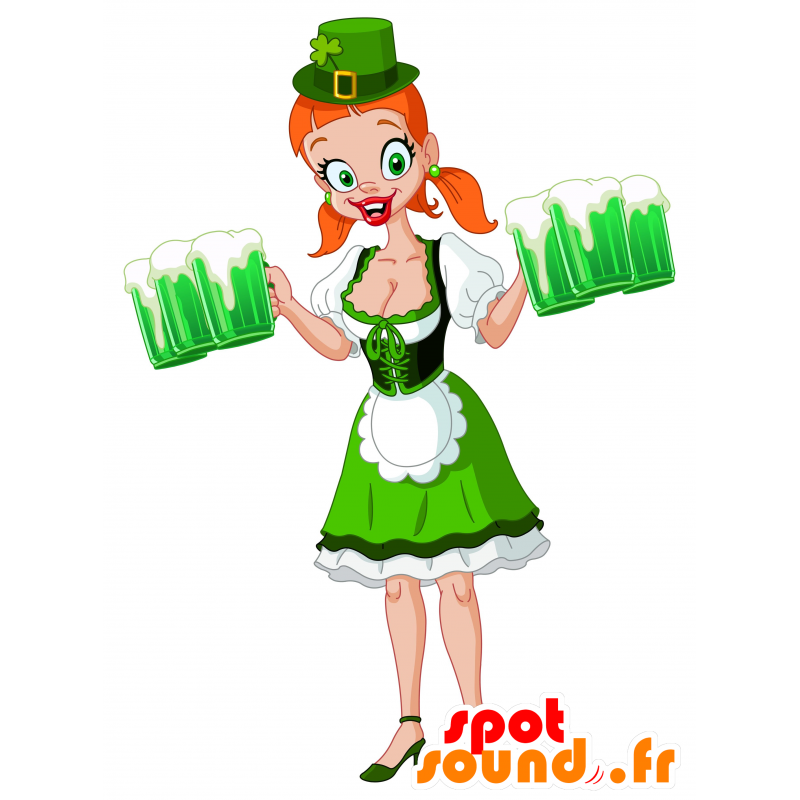 Irländsk kvinnas maskot. Saint Patrick's Day maskot - Spotsound