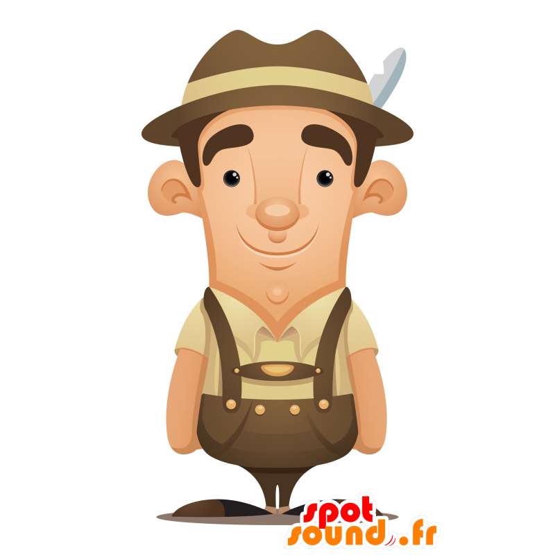 Mascotte d'homme, avec une salopette et un chapeau - MASFR030104 - Mascottes 2D/3D