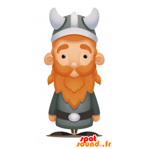 Κόκκινο μασκότ Viking και γενειοφόρος, με τα ακουστικά - 2D / 3D μασκότ - MASFR030105 - SpotSound.fr