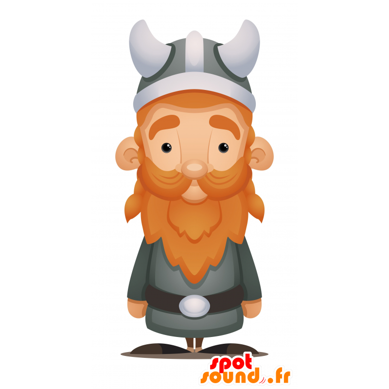 Κόκκινο μασκότ Viking και γενειοφόρος, με τα ακουστικά - 2D / 3D μασκότ - MASFR030105 - SpotSound.fr