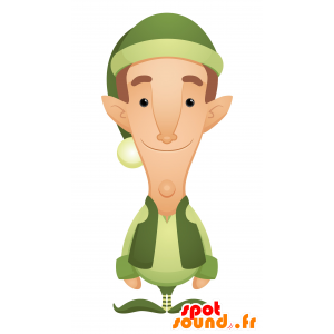 Mascotte de lutin vert, d'elfe. Mascotte verte - MASFR030106 - Mascottes 2D/3D