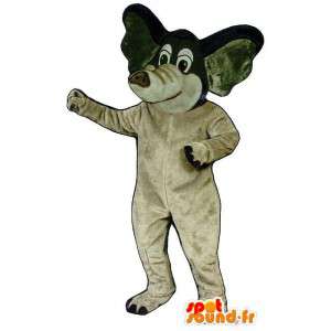 Beige og svart elefant maskot - MASFR007565 - Elephant Mascot