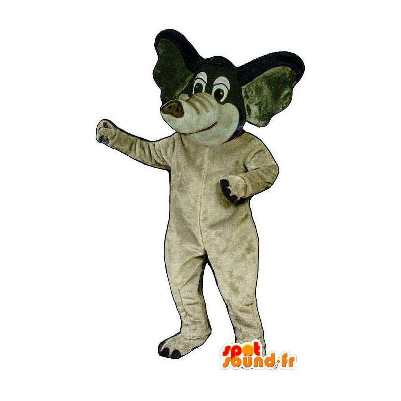 Beige og sort elefant maskot - Spotsound maskot kostume