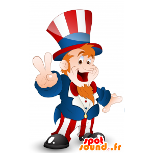 Mascot Uncle Sam, in den Farben von Amerika gekleidet - MASFR030112 - 2D / 3D Maskottchen