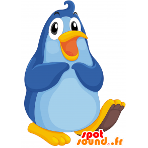 Mascota del pájaro grande, azul y amarilla del pingüino - MASFR030115 - Mascotte 2D / 3D