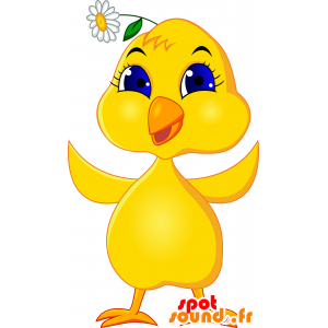 Mascot bird, canary yellow with blue eyes - MASFR030118 - 2D / 3D mascots